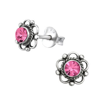 Mother's Day Vintage Style Silver Studs Pink, 2 of 10