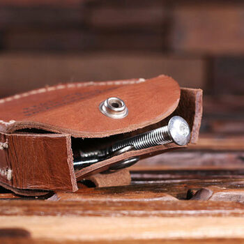 Personalised Engraved Leather Tool Belt Pouch, 4 of 5