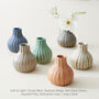 Fair Trade Stoneware Textured Stripe Bottle Bud Vase, thumbnail 1 of 12