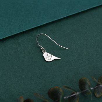 Enamel Robin Bird Drop Hook Earrings In Sterling Silver, 5 of 12