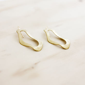 Molten Organic Shape Brass Earrings, 3 of 4