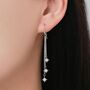Delicate Starburst Cascade Dangle Drop Hook Earrings In Sterling Silver, thumbnail 1 of 10