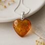 Personalised Sterling Silver Baltic Amber Heart Necklace, thumbnail 3 of 9