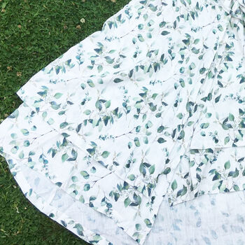 Anna Linen Blend Wrap Dress With Leaf Print, 8 of 9