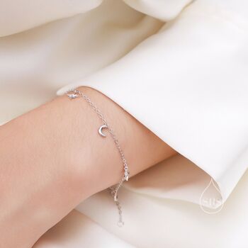 Sterling Silver Moon And Cz Star Bracelet, 5 of 11