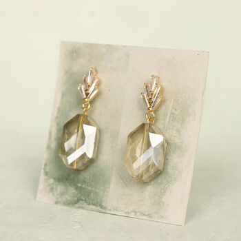 Champagne Yellow Art Deco Drop Earrings, 2 of 4