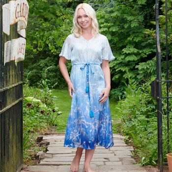 Liana Dress In Blue Ombre Botanical, 2 of 8