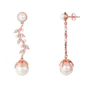 Baroque Pearl Trailing Flowers Plated Silver Earrings, 6 of 7