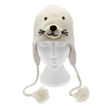 Seal Hand Knitted Woollen Animal Hat, 5 of 6