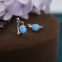 Sterling Silver Blue Opal Huggie Hoop Earrings, thumbnail 5 of 11