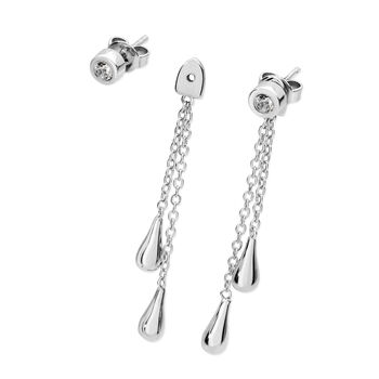 Removable Double Drop Earrings With White Topaz, 2 of 2