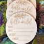 Wooden Baby Announcement Hello World Name Engraved Sign, thumbnail 3 of 10