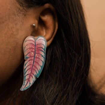 The Calypso Tropical Leaf Statement Earrings, 4 of 4