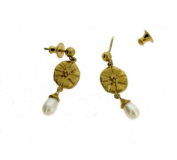Gold Vermeil Plated Pearl Drop Earrings, 2 of 3