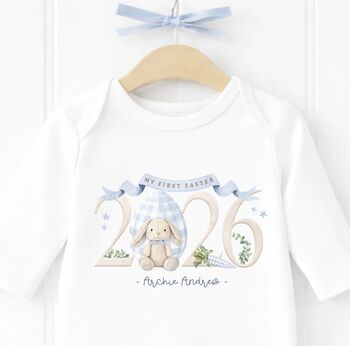 Personalised “My First Easter” Baby Onesie – Custom Name Easter Outfit For Baby Girl, Bunny Easter Bodysuit, Baby’s First Easter Gift, 3 of 4