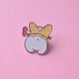 Romantic Corgi Booty Enamel Pin Badge, thumbnail 2 of 4