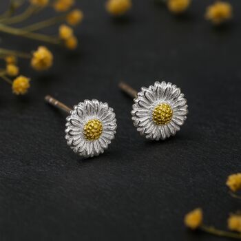 Sterling Silver Sunflower Stud Earrings, 3 of 6