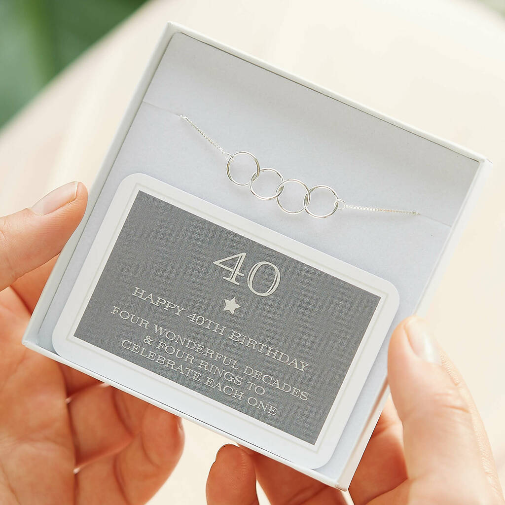 40th Birthday Sterling Silver Four Ring Bracelet By My Posh Shop ...