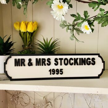 Personalised Wedding Surname Vintage Wooden Road Sign, 9 of 12