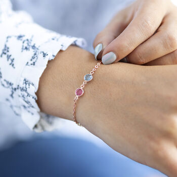 Rose Gold Plated Double Birthstone Bracelet, 2 of 6