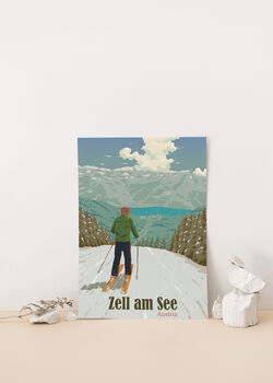 Zell Am Zee Ski Resort Austria Travel Poster Art Print, 2 of 8