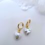 Irregular Baroque Pearl 16k Gold Plated Heart Drop Earrings, thumbnail 4 of 7