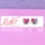 Pink Festival Confetti Love Heart Earrings Studs, thumbnail 4 of 5