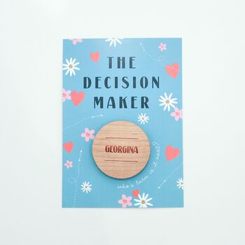 Personalised Couples Decision Maker Wooden Flip Coin, 3 of 7