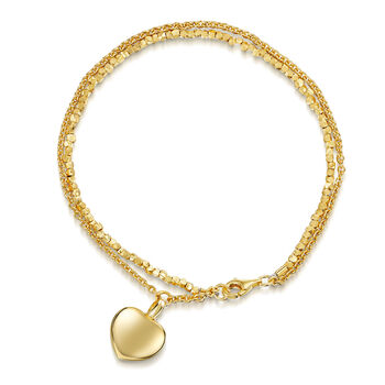 Nugget Chain Heart Urn Ashes Bracelet – 18 K Gold Plate, 3 of 7