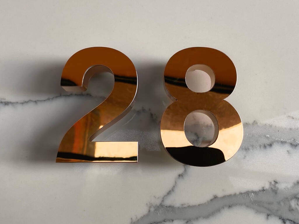 Premium Helvetica Copper Rose Gold House Numbers By Goodwin Goodwin Notonthehighstreet Com