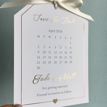 Gold Foil Save The Date Tag, 3 of 7
