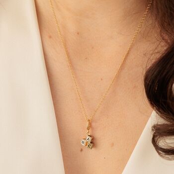 18ct Gold Abc Building Block Stack Charm Necklace, 3 of 6