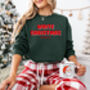 White Christmas Jumper In Forest Green, thumbnail 1 of 12