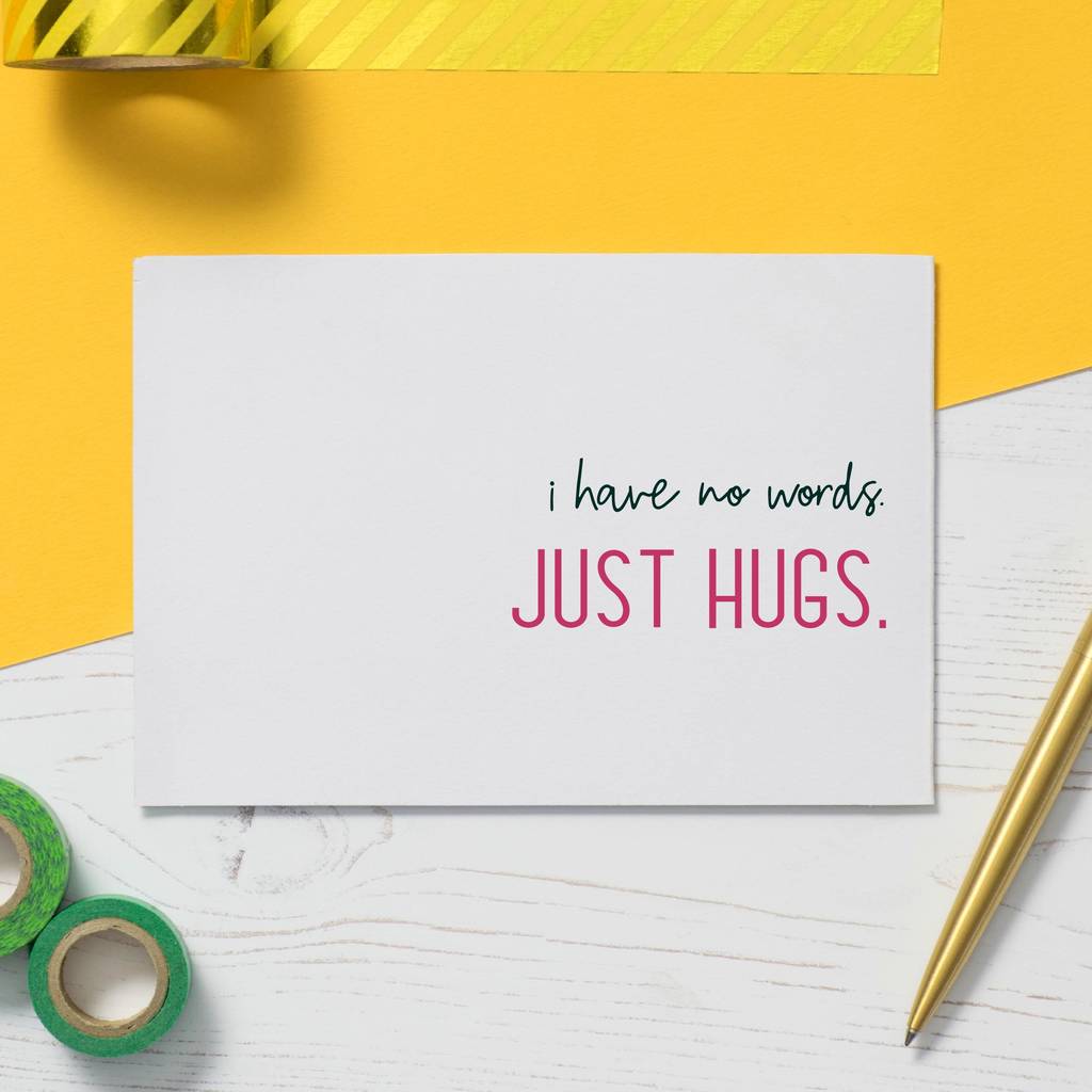 No Words Just Hugs Sympathy Card By Kvcreative