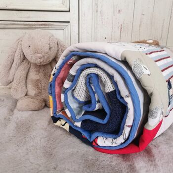 Baby Clothes Blanket, Memory Quilted T Shirt Blanket, Keepsake Patchwork Quilt, Toddler Clothes Quilt, Kids Clothes Quilt, 8 of 11