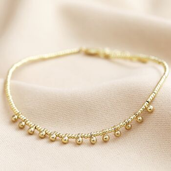 Beaded Ball Charm Anklet In Gold Plating, 2 of 3