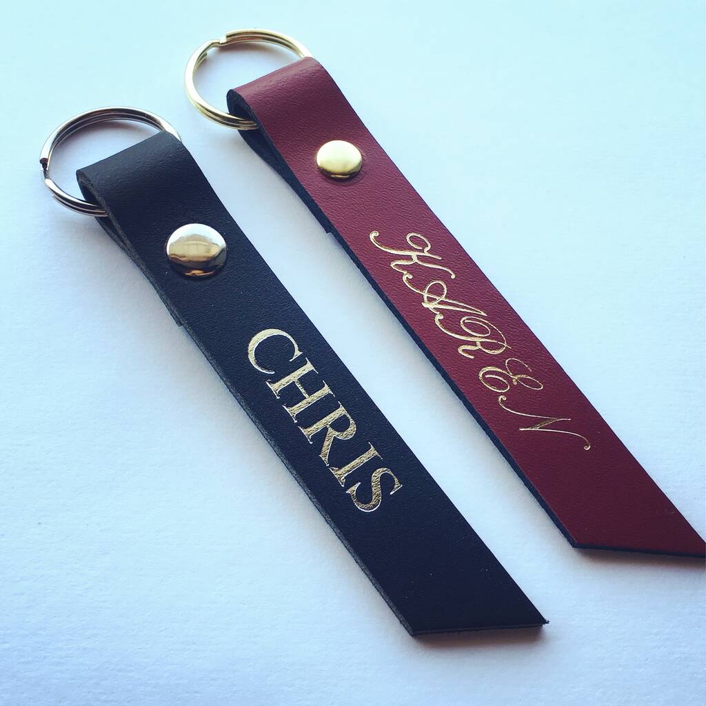 Personalised Leather Keyring By Studio Tew