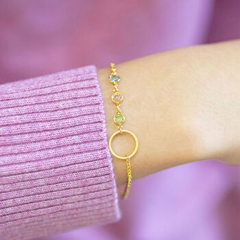 Mother And Three Children Circle Birthstone Bracelet, 2 of 8