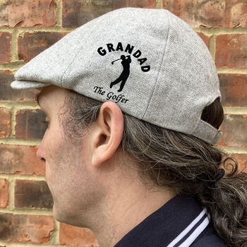 Personalised Dad/Grandad Golf Hobby Flat Cap, 3 of 5