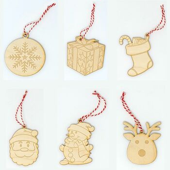 Plywood Christmas Tree Decorations Set6, 3 of 4