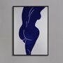 Linocut Blue Figure Art Print, thumbnail 1 of 4