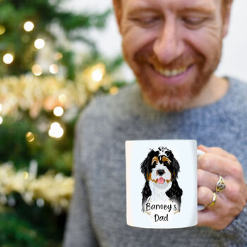 Fathers Day Illustrated Personalised Mug Dog Dads Gift, 3 of 11