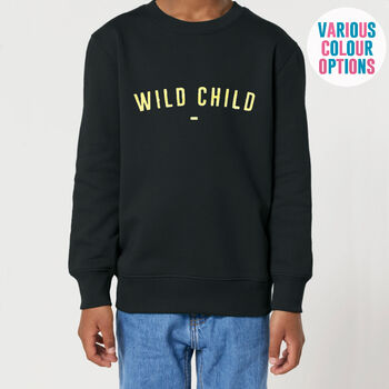 Wild Child Slogan Fashion Kids Sweatshirt Various Colours Boys And Girls, 3 of 6