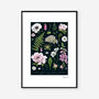 Botanical 'Summer Garden' Black, Art Print, thumbnail 2 of 2