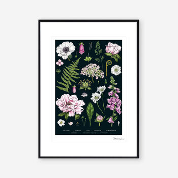 Botanical 'Summer Garden' Black, Art Print, 2 of 2