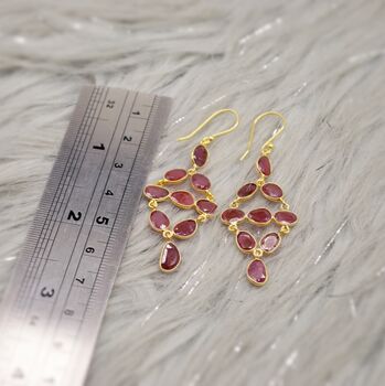 Red Ruby Earrings, Gold Plated Sterling Silver Earrings, 7 of 10