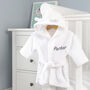 Personalised White Baby Dressing Gown With Ears On Hood, thumbnail 1 of 5