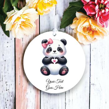 Personalised Cute Panda Love Heart Hand Decoration, 2 of 2