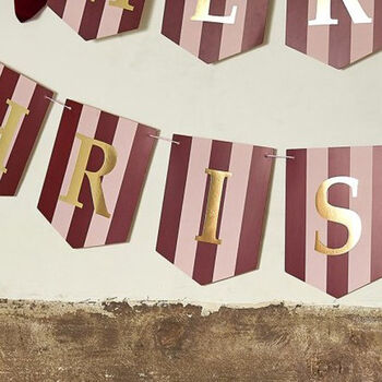 Merry Christmas Banner Velvet Bow Christmas Bunting 2m, 4 of 5