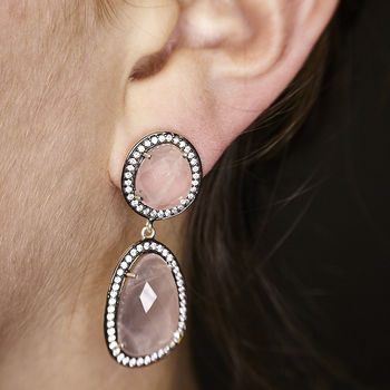 Rose Quartz Statement Earrings, 3 of 3
